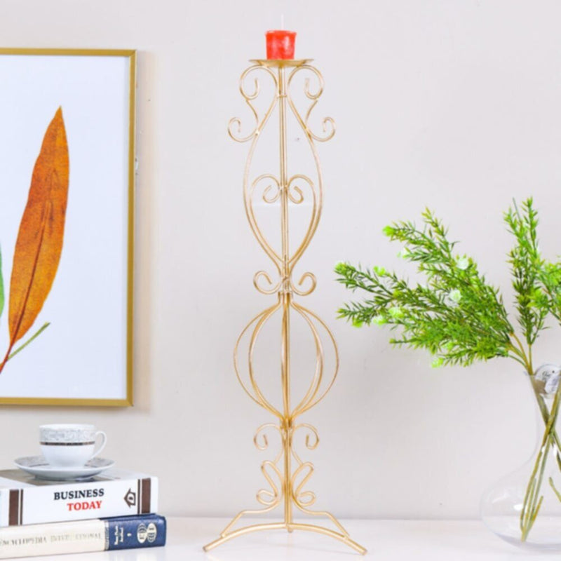 DANUBE | Arianna Classical Pillar Candle Holder 21.25x21.5x46.25 cm - Gold | 290104600816