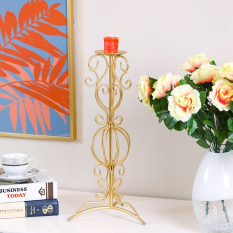 DANUBE | Arianna Classical Pillar Candle Holder 22x22x67 cm - Gold | 290104600817