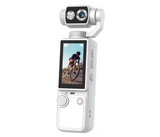 Air Tab Pocket 4K Ultra HD Action Camera | 180° Manual Flip Lens | Built-in Fill Light | with Tripod (White) | JPO5659