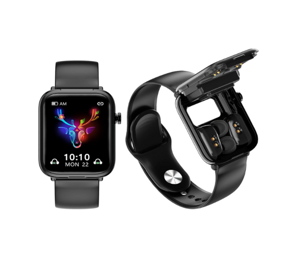 X8 2 in 1 Sports Bluetooth calling Smart Watch Bracelet With inbuilt TWS Wireless In Ear Earphone Headset - Black | JPN2999