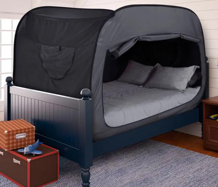 Privacy Pop Bed Tent Double Size with Double Sided Zippers FBT-222 Black | JPH4756
