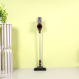 GEEPAS | Rechargeable Cordless Vacuum Cleaner 3 Speed and LED Touch Panel Control Sensor for Power Easy to Use Stick Model 0.6 Ltrs 350 W Grey Red | GVC19038
