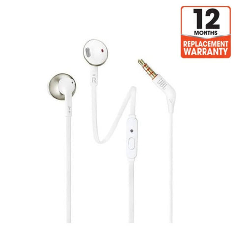 JBL | Pure Bass Metal Earbud Headphones with Mic - White | T205