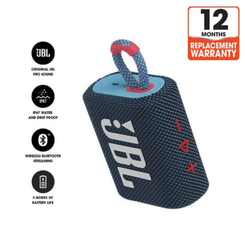 JBL | GO 3 Bluetooth Portable Speaker - Blue & Pink