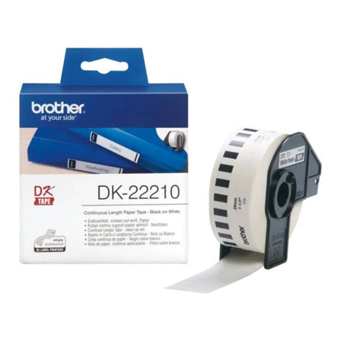 BROTHER | DK-22210 Continuous Paper Label Roll â€“ Black on White, 29mm wide