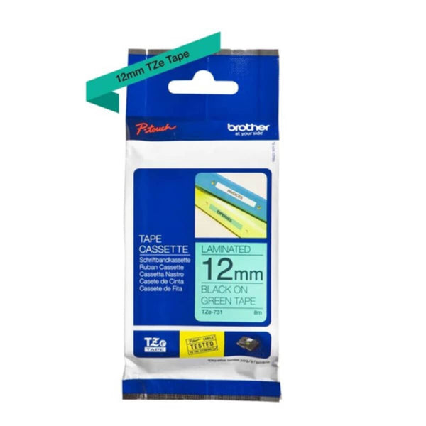 BROTHER | TZe 731 12mm Label Tape Black on Green