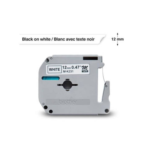 BROTHER | MK231 12mm Label Tape - Black on White for P-Touch models