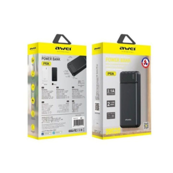 AWEI | Power Bank 20000Mah Black | P6K