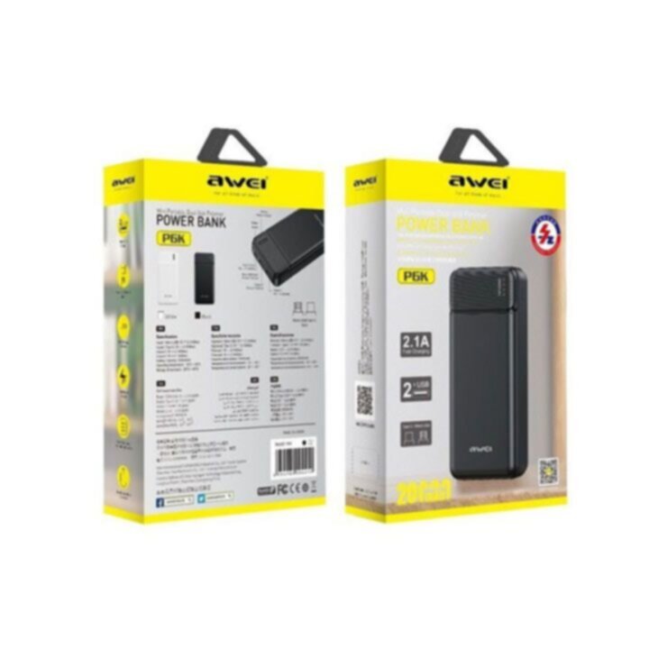 AWEI | Power Bank 20000Mah Black | P6K