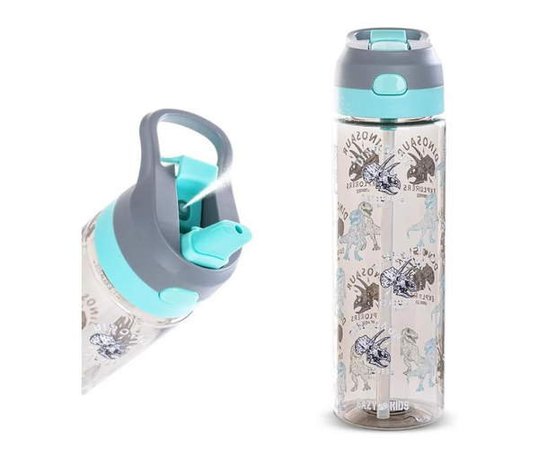 Eazy Kids -Dinosaur Tritan Water Bottle With Spray 750ml - Grey - EZ-WBTT750SWSP-DIEXP | JPO6508