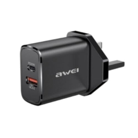 AWEI | Dual Output Fast Charging Power Adapter Black | PD81-UK