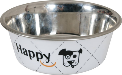 Happy Stainless Steel Dog Bowls- White 2.65L