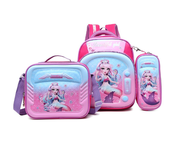 STARGOLD 3-Piece School Backpack Set 12 Inch For Girls Backpack Plus Lunch Bag Plus Pencil Case - SG-BP224 Pink | JPO6354