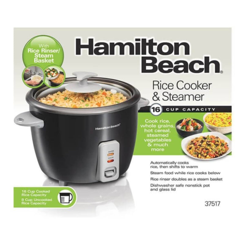 HAMILTON | Beach Rice Cooker & Steamer 1.5L 500W - Black | 37517-ME