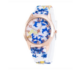 Floral Dial Silicone Band Analog Watches for Women - White and Blue  | JPM6437