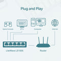 TP-LINK | 5-Port 10/100Mbps Desktop Switch | LS1005