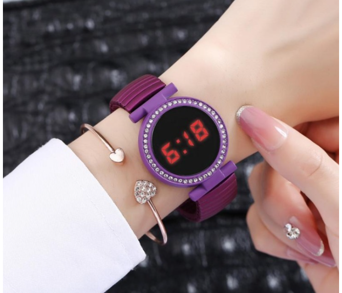 Elastic Metal Strap LED Watch JA156-1 - Purple | JPJ3415