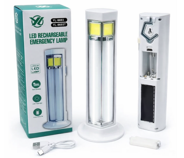 LED Rechargeable Emergency Lamp with COB Light High Brightness Portable Power Cut Light USB Charging Long Battery Backup for Home & Office | JPO5131