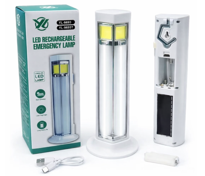 LED Rechargeable Emergency Lamp with COB Light High Brightness Portable Power Cut Light USB Charging Long Battery Backup for Home & Office | JPO5131