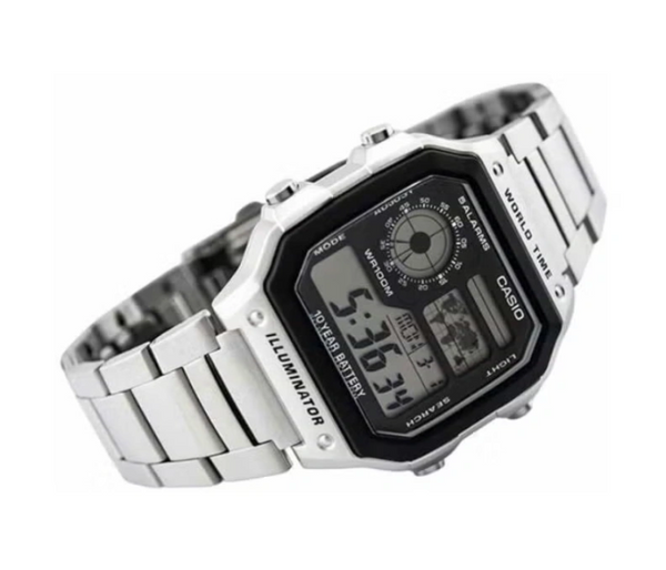 Casio Men Youth Digital Watch 42 mm Stainless Steel Silver Quartz 10 ATM AE-1200WHD-1AVDF    | JPO6446