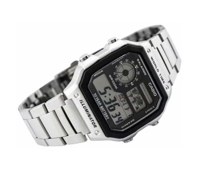 Casio Men Youth Digital Watch 42 mm Stainless Steel Silver Quartz 10 ATM AE-1200WHD-1AVDF    | JPO6446