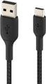 BELKIN | Boost Charge Braided USB-C to USB-A Cable (15cm / 6in, Black) | CAB002bt2MBK