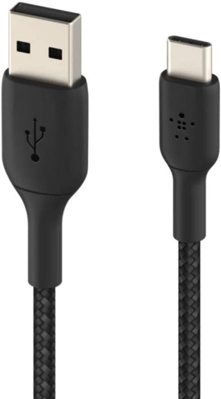 BELKIN | Boost Charge Braided USB-C to USB-A Cable (15cm / 6in, Black) | CAB002bt2MBK