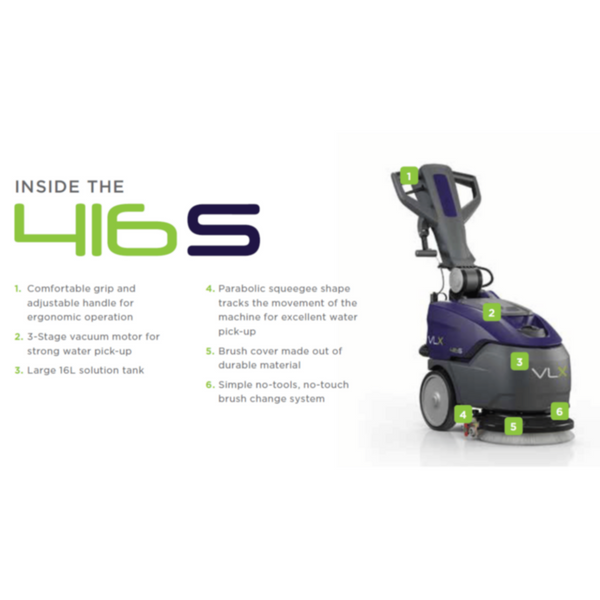 VLX | 35cm Micro Walk-Behind Scrubber-Dryer Battery Type | 416S