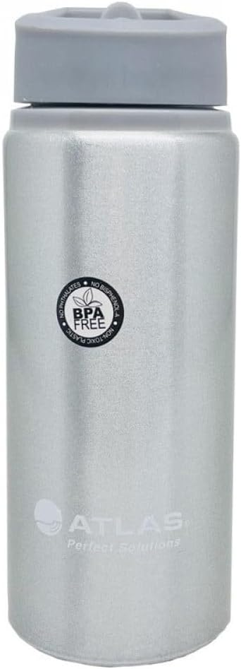 ATLAS | WaterBottle w Sipper Aluminium Grey 0.6Ltrs | AS-WB0035-GY