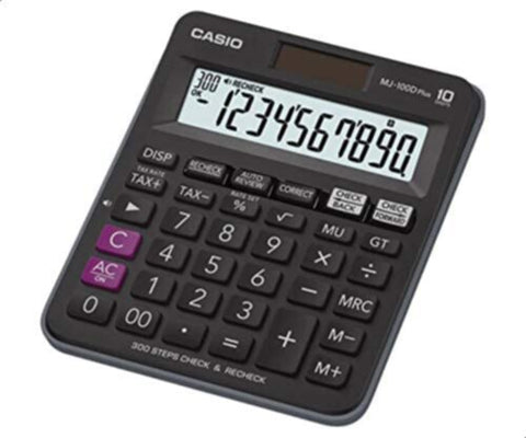 CASIO | Mini Desk Type Check Calculator 10 Digits | MJ-100DPLUS-WA-DPW