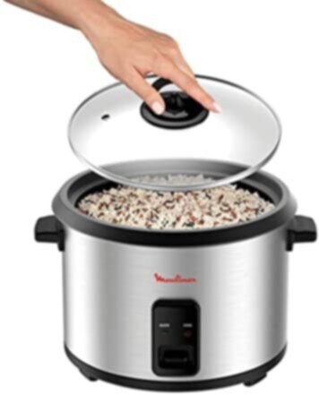 MOULINEX | Easy Rice Cooker 700W 1.8Ltr 10 Cups Capacity Silver-Black | MK123D27