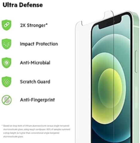 BELKIN | UltraglassÂ Anti-Microbial Screen ProtectorÂ For Iphone 12 Mini | OVA036zz