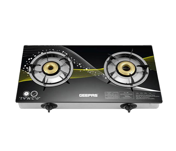 GEEPAS | 2 Burner Stainless Steel Gas Stove | Black
