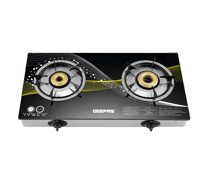 GEEPAS | 2 Burner Stainless Steel Gas Stove | Black