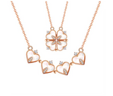 FN-Leaf Clover Heart 2 in 1 Magnetic Pendant Necklace for Women and Girls | JPJ4780