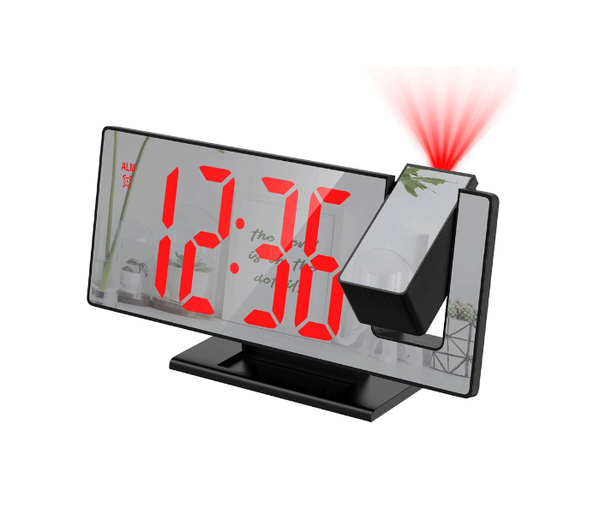 Projection Digital Alarm Clock with 7.8-Inch Large LED Display, 180 Degree Rotatable Projector, Snooze Function, USB Charging Port, and Temperature Display for Bedroom and Home | JPO6516