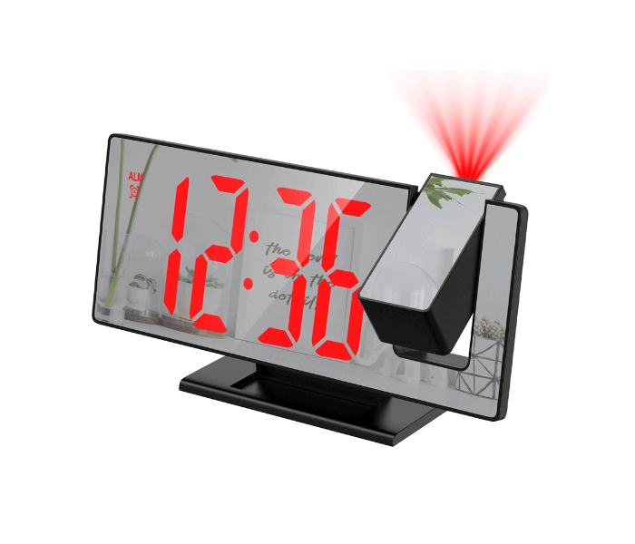 Projection Digital Alarm Clock with 7.8-Inch Large LED Display, 180 Degree Rotatable Projector, Snooze Function, USB Charging Port, and Temperature Display for Bedroom and Home | JPO6516