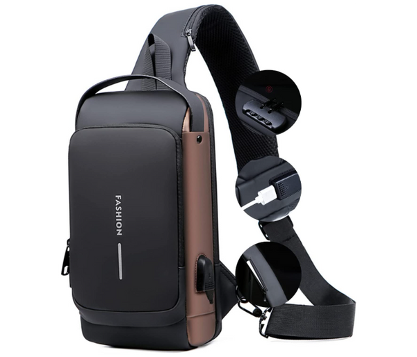 Anti theft Crossbody Sling bag for Men Women, Waterproof Leather Chest with USB Charging Port  | JPM9627