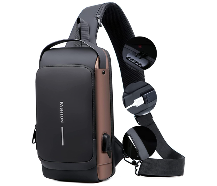 Anti theft Crossbody Sling bag for Men Women, Waterproof Leather Chest with USB Charging Port  | JPM9627