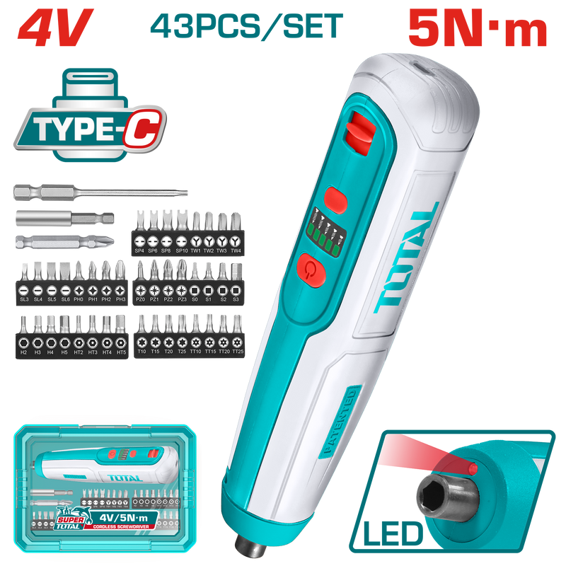 TOTAL | Lithium-Ion Cordless Screwdriver | TSDLI04062