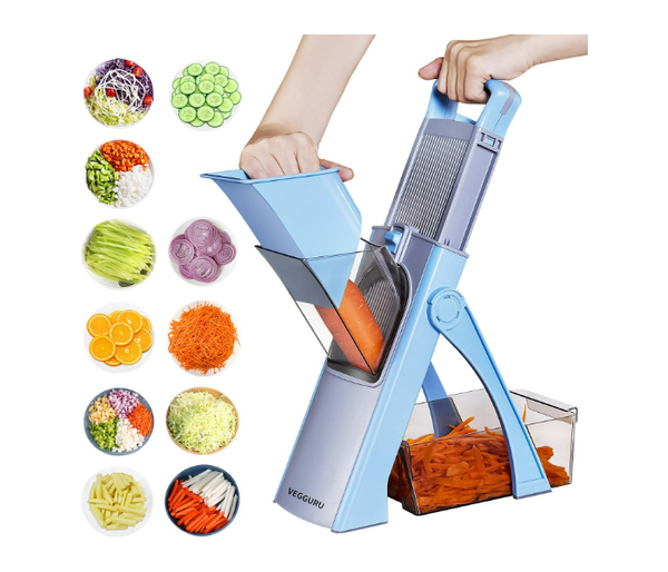 Vegetable Chopper Safe Mandoline Slicer for Kitchen Manual Veggie Julienne  Food Cutter for Potato Onion Garlic French Fry Meat with Container 3 Insertable Blades  | JPN8131