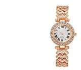 Lady Elegant Small Dial Quartz Watch with Diamond Bracelet Watch Set Dress Wrist Watches - Rose Gold | JPN3931