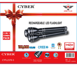 CYBER 3 in 1 Rechargeable LED Stainless Steel Flashlight Black MADE IN JAPAN  | JPN3612