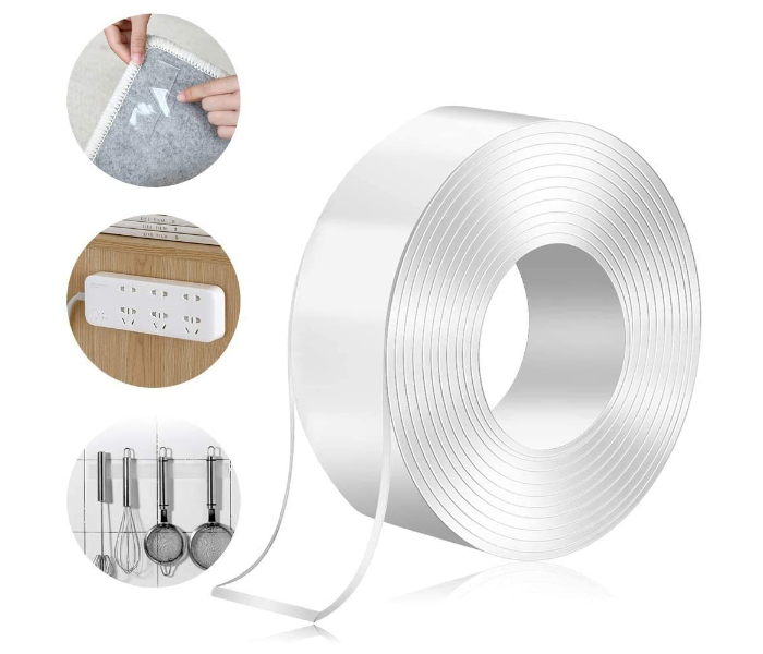 Torix 3 Meter Magic Improvement Double Sided Tape mounting Transparent Trace less Acrylic Reuse washable Waterproof Adhesive Tape | JPH0848