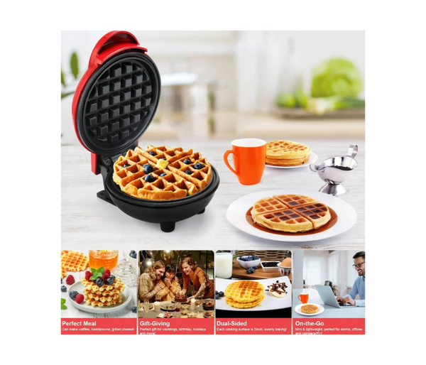 Mini Round Waffle Maker - Non-Stick Belgian Waffle Maker for Home, Kids, and Birthdays - Retro Classic Pancake, Waffle Machine | JPO6414