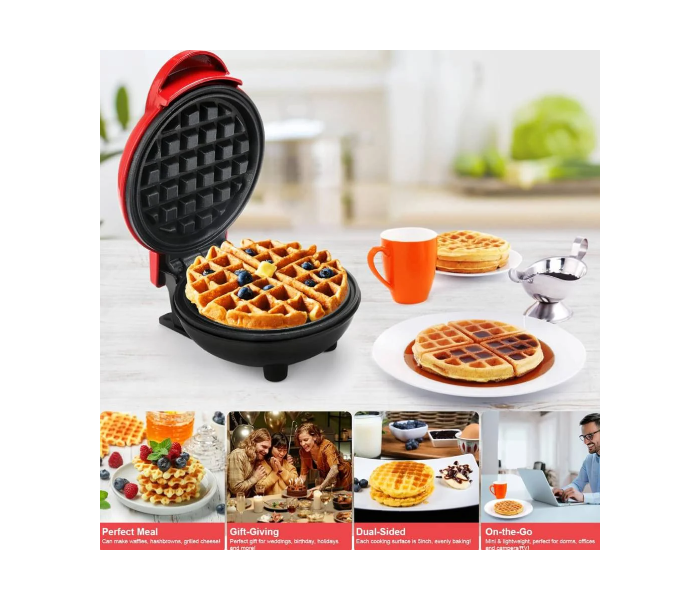 Mini Round Waffle Maker - Non-Stick Belgian Waffle Maker for Home, Kids, and Birthdays - Retro Classic Pancake, Waffle Machine | JPO6414
