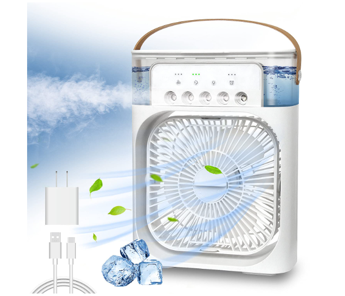 Portable Air Conditioner Fan Mini Evaporative Air Cooler with 7 Colors LED Light, 3 Wind Speeds and 3 Spray Modes for Office, Home, Travel | JPN2054