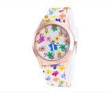 Floral Dial Silicone Band Analog Watches for Women - White  | JPM6436
