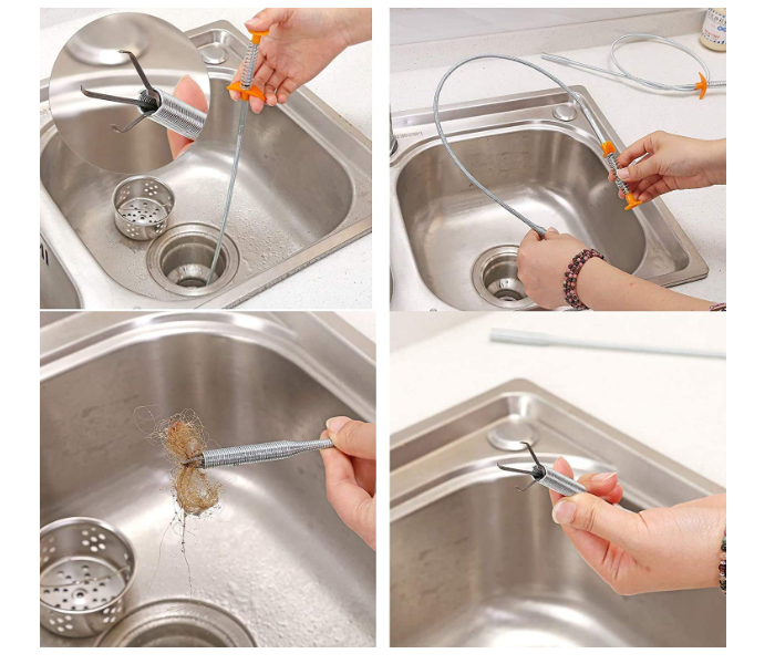 Sink Drain Sewer Pipe Cleaning Tool - Silver and red  | JPH2608