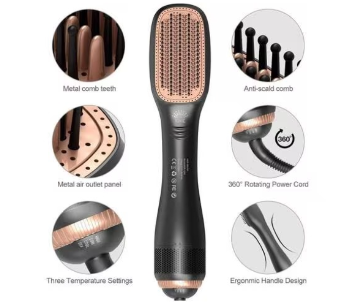 Joy Professional Styling Brush, 2 In 1 Professional Hair Dryer Brush Negative Ion Blow Dryer Straightening Brush Hot Air Styling Comb Electric Hair Straightener Styler | JPN8421